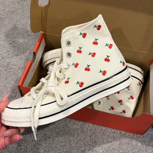 BNIB cherry high top converse. - Picture 2 of 4